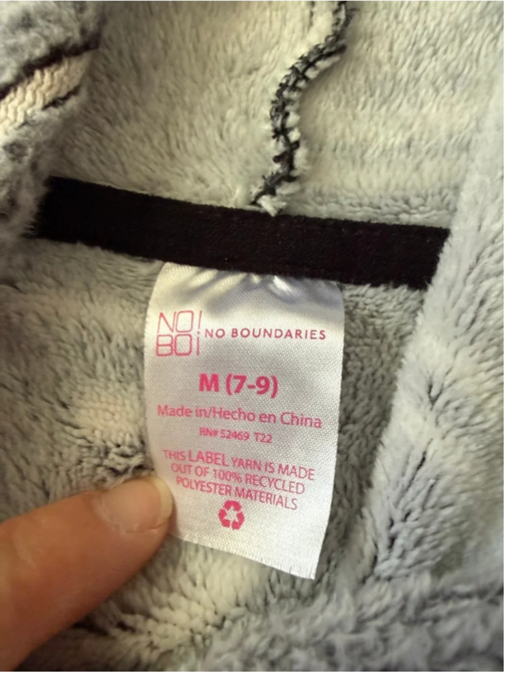 Girls No Boundaries Gray White Smiley Face Fleece Hoodie M